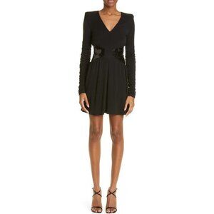BALMAIN Sequin Waist Long Sleeve Fit & Flare Minidress SIZE 40/ US 8